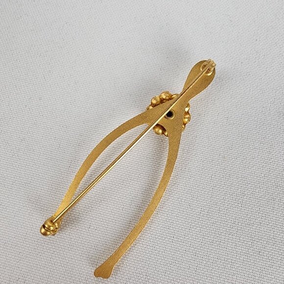 Vintage Lion's Club Rhinestone Wishbone Brooch - Picture 3 of 4